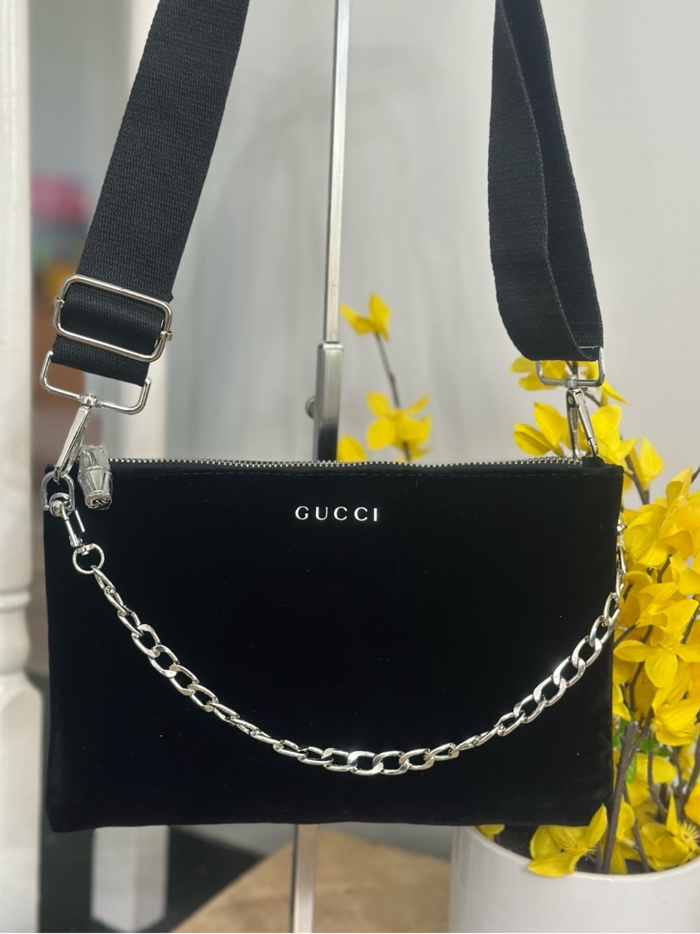 Gucci Black Velvet Cosmetic Bag